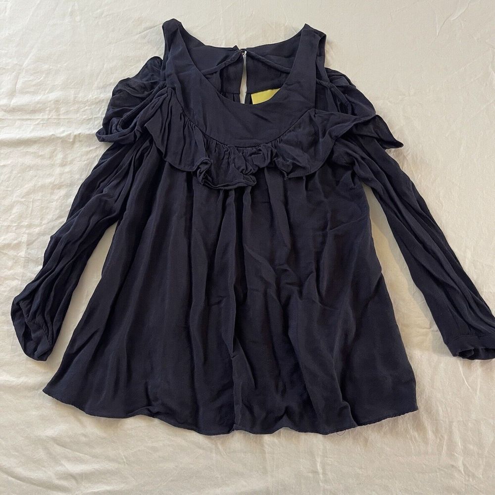 Anthropologie Maeve Ruffled Cold Shoulder Blouse‎ Top Size 0